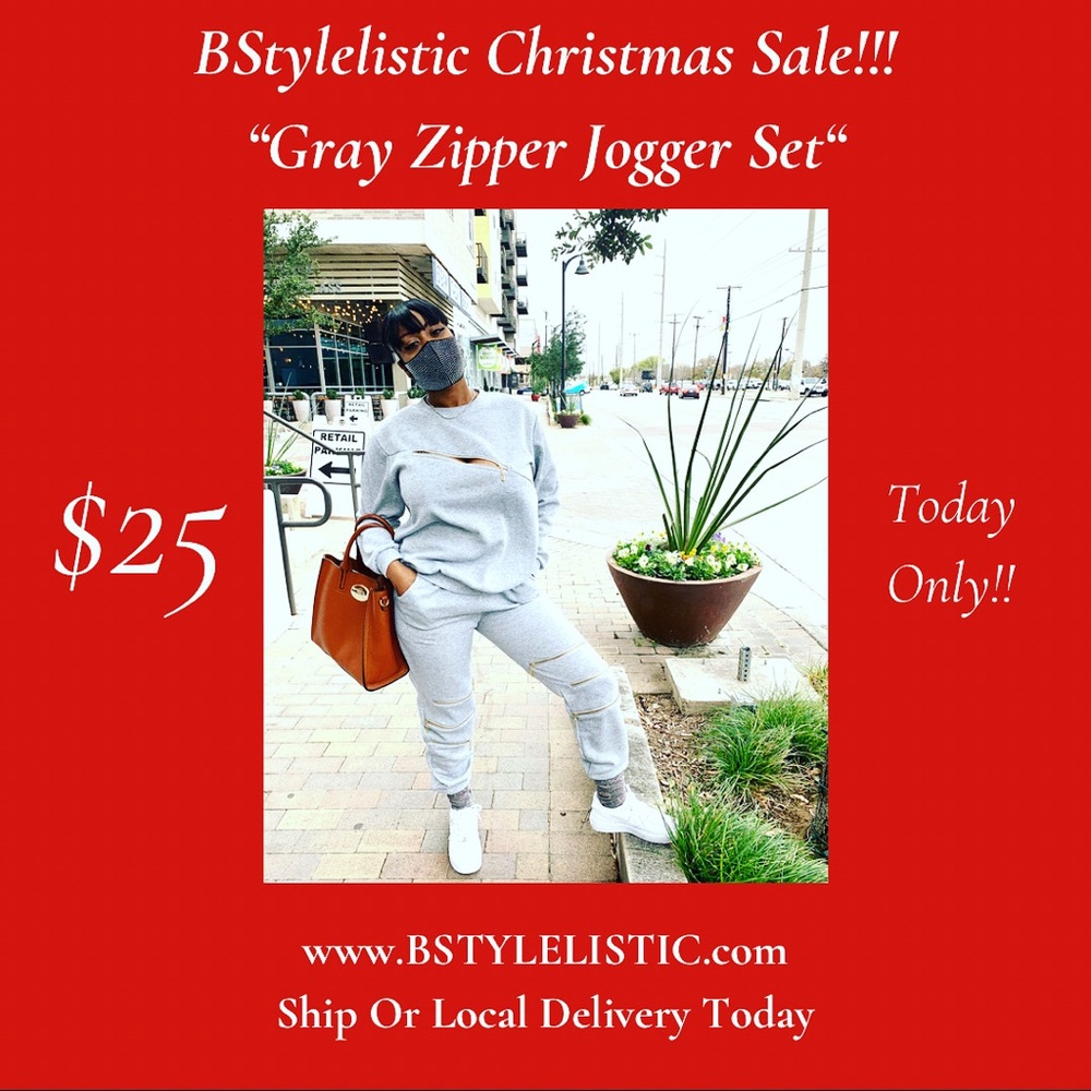#Ad “Gray Zipper Jogger Set”